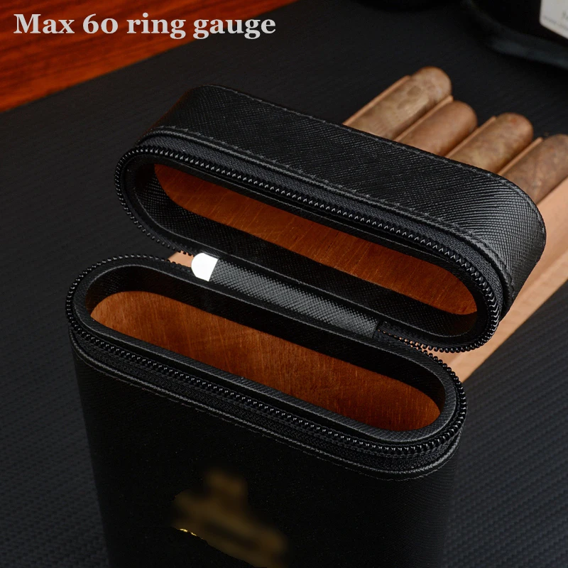 Mini Cigar Humidor Black Travel Cigar Case, Cedar Wood Lined Tobacco Tube, Leather Cigar Holder Box, Smoking Accessories, Latest