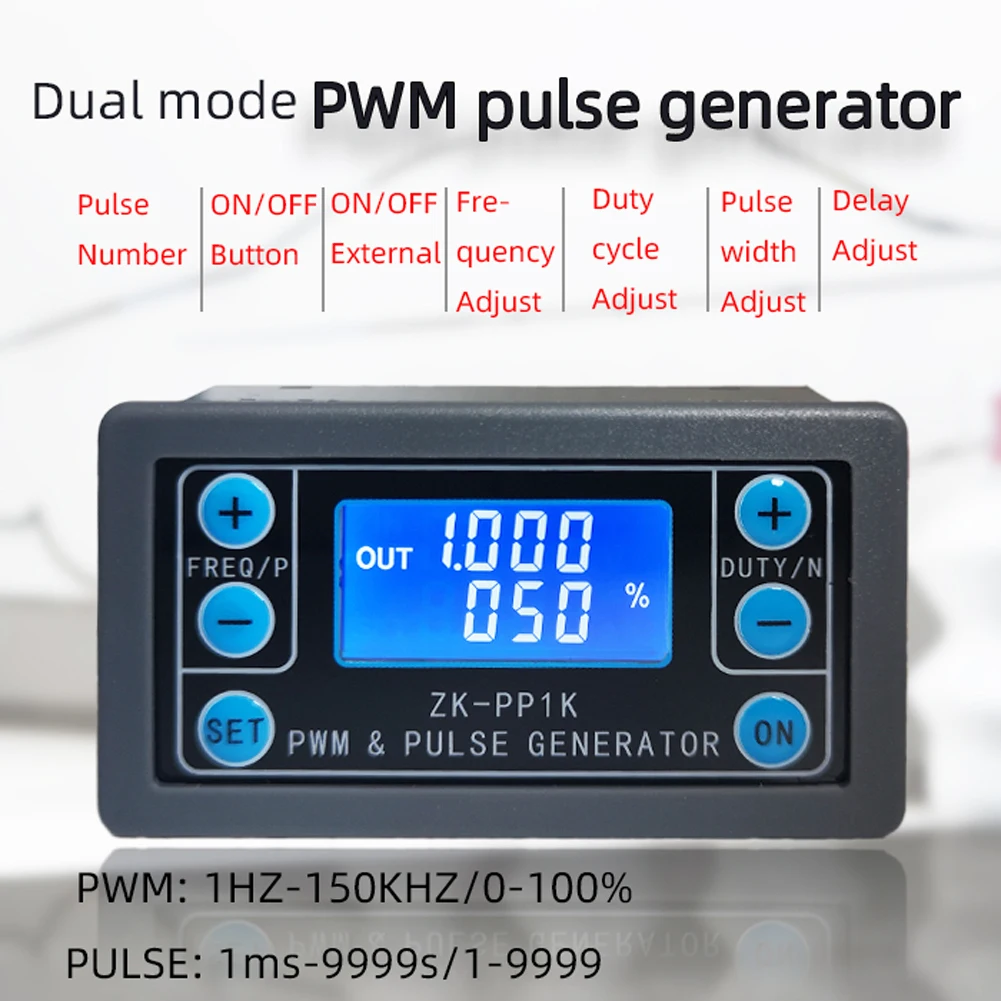 

ZK-PP1K ZK-PP2K Signal Generator Dual Mode LCD PWM 1Hz-150KHz PWM Pulse Frequency Duty Cycle Adjustable Module