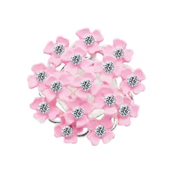 5PCS Enamel White Pink Flower Cabochons Rhinestone Alloy Flatback For Jewelry Making Scrapbook Crafts Shoe Charm Decor