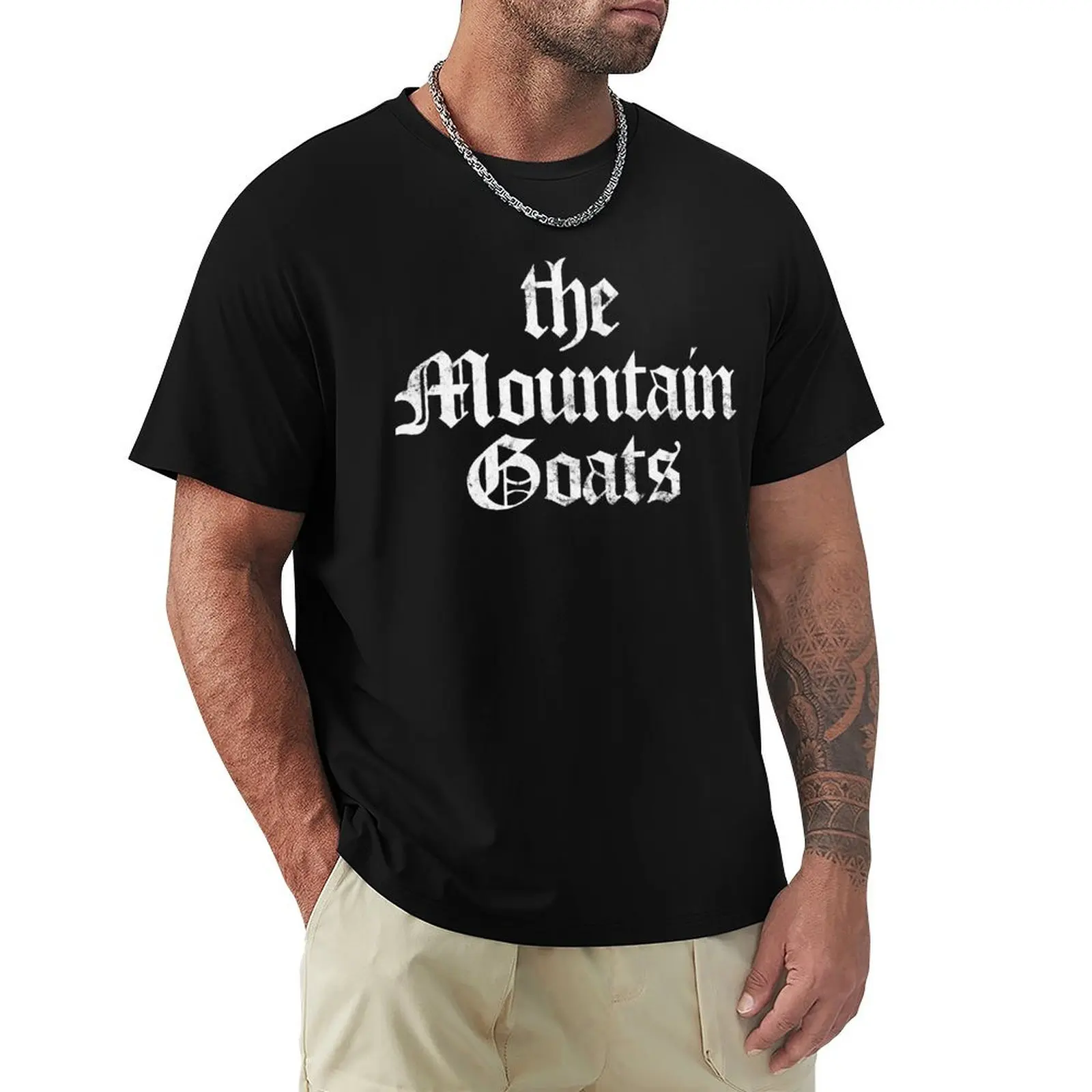 Les chèvres de montagne - Logotipo de la banda Goths - Camiseta con diseño desgastado de metal negro, camiseta de manga corta del Día de la Independencia