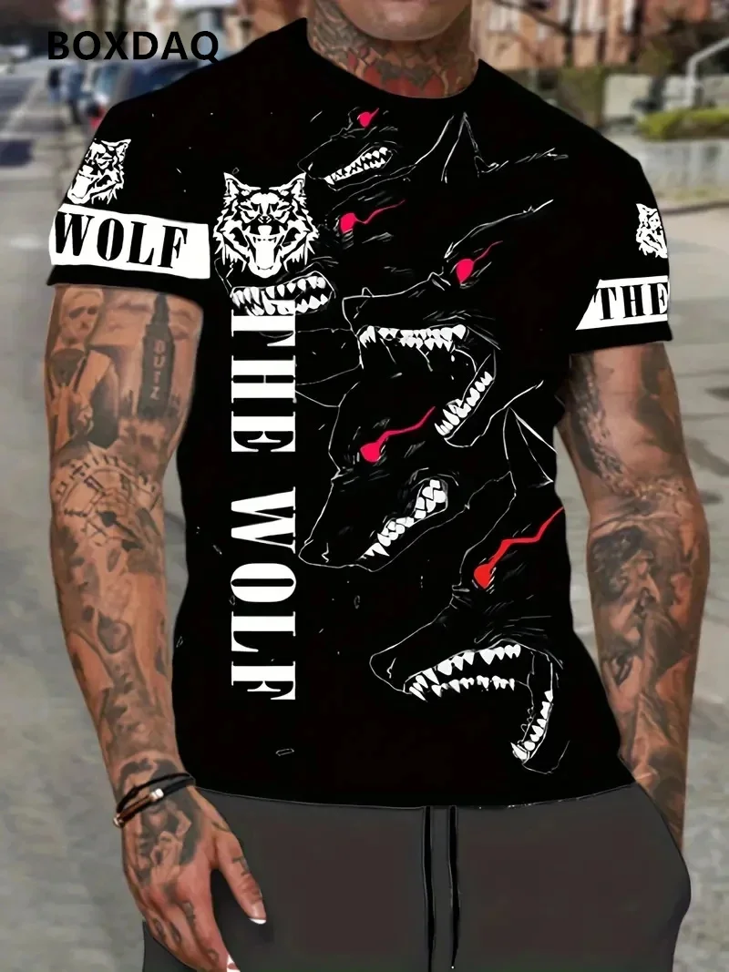 Fashion 3D Wolf Men\'s T-Shirt Hip Hop Trend Harajuku Clothes 3d Animal Print Tee Casual O-Neck Short Sleeve Summer Oversize Tops