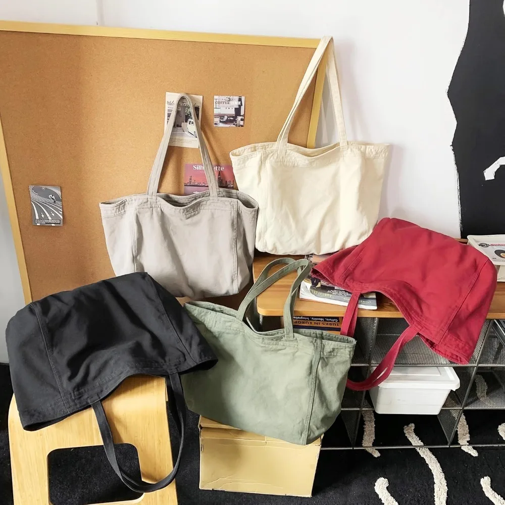 경제적인 면 캔버스 토트백, 여성용 호보 숄더백 크로스바디 핸드백, 외부 포켓 3개, 지퍼 잠금