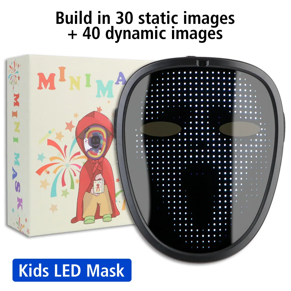 Máscara futurista para niños, visera con luz LED electrónica, Bluetooth, para fiesta, Bar, Festival, rendimiento, gesto, aplicación luminosa