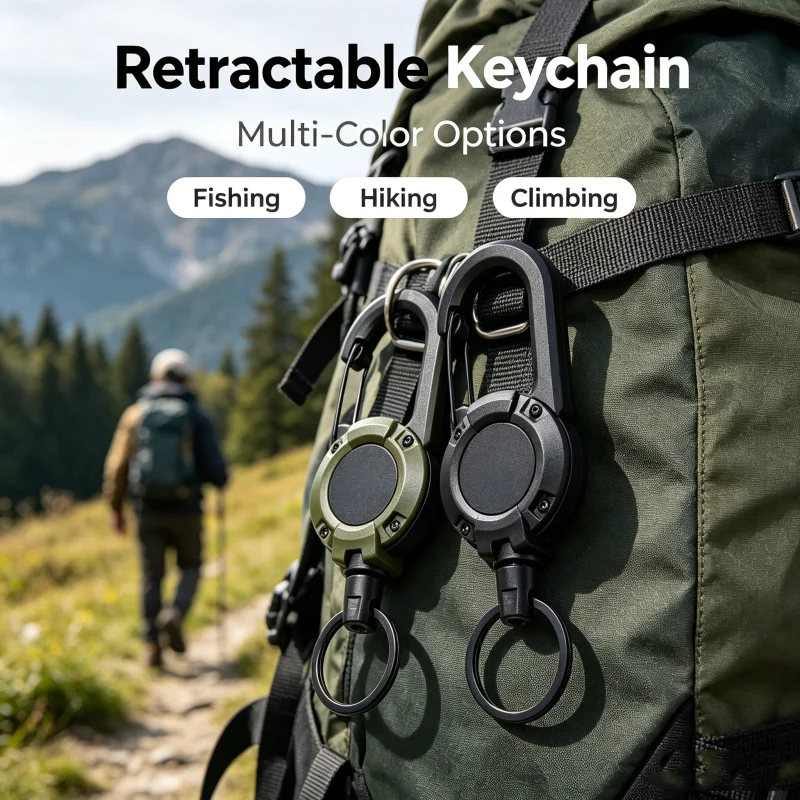 1/2/4pcs Retractable Keychain Carabiner Phone Holder Anti-Lost Wire Rope Outdoor Camping Fishing Hiking Tool Quick Draw Badge