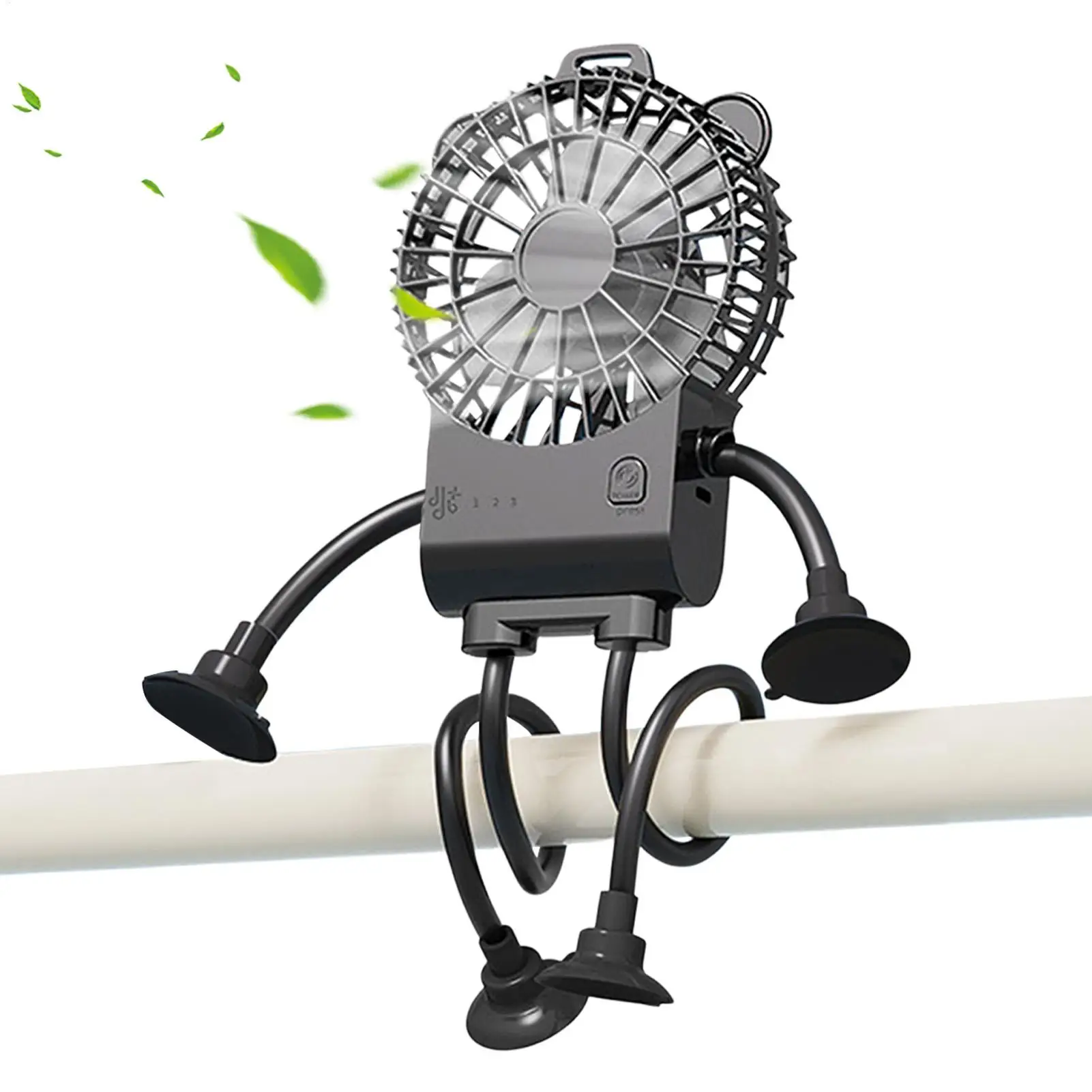 

Table Fan 3-Speed Robot Shape Suction Cup Wind Blower Portable Fan For Office Travel Bedroom Camping Work Bedside Nightstand