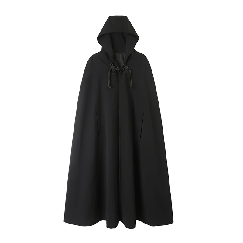 

Coat Women's BlackLoose Casual SpringSummer Tassel Buckle Sleeveless One Button Long Couple over the Knee Texture Pleated Cloak