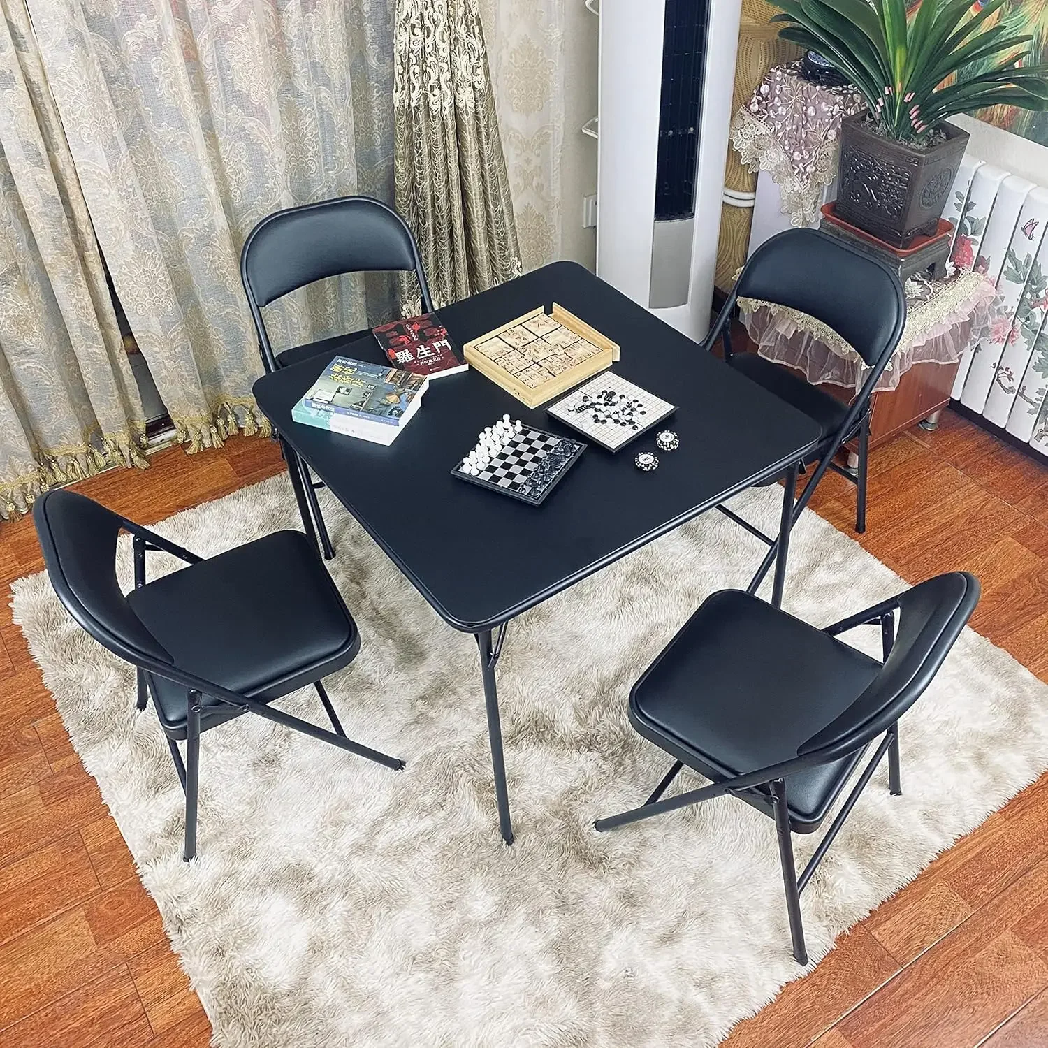 Pipe  Set of 4 Folding  Meeting Chair, Backrest Folding  Dining  Metal Space Saving, Events Simple,