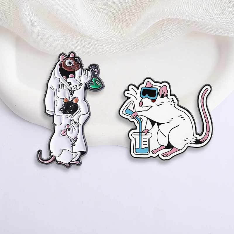 2-3pcs/set Lab Rat Chemistry Doctor Nurse Uniform Teddy Bear Enamel Pins Anime Yellow Cat Couple Goose Brooches Bag Lapel Badge view 6