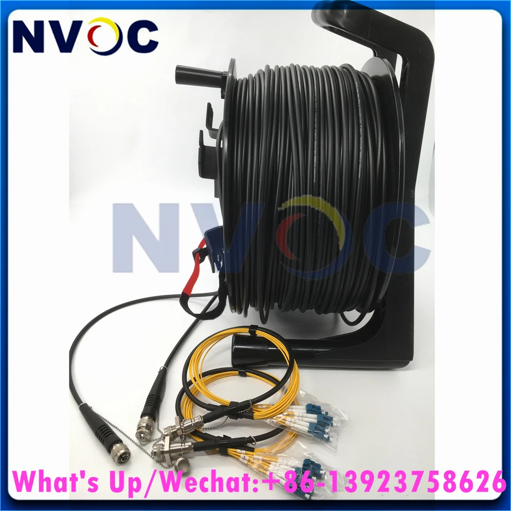 12Cores G657A1,12C,7.0mm Mini TPU Armored Cable,250M,ODC-MPO Round to ODC-MPO Male With PCD380 ReelAnd 2Pcs ODC-MPO Female To LC