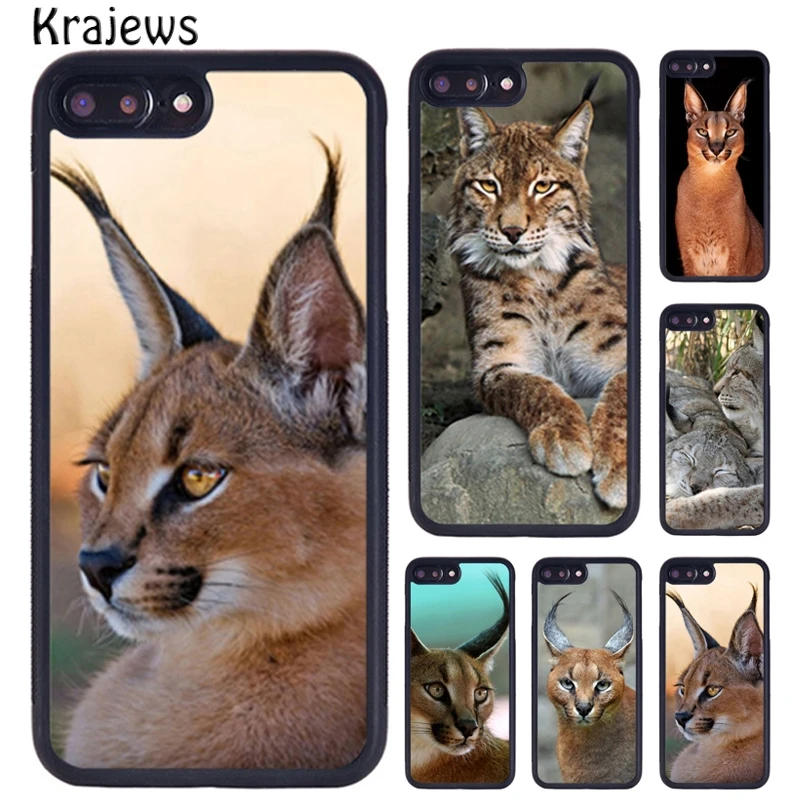 Krajews African Lynx Caracal Big Cat Phone Case For iPhone 16 15 14 XR XS 11 12 mini 13 Pro MAX Plus cover coque