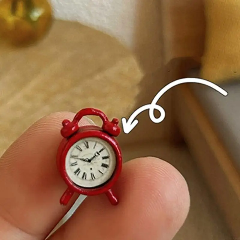 Pack Of 2 Miniature Clock Model For Doll House Decors Antique Desktop Clock Bookshelf Decoration Scene Accessories A2UB
