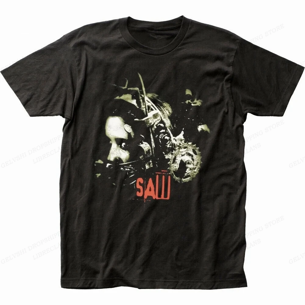 Movie SAW Horror Head Torture T Shirt Men Women Fashion Cotton T-shirt Vintage Clothes O-Neck Tees Horror Harajuku Tops Summer 