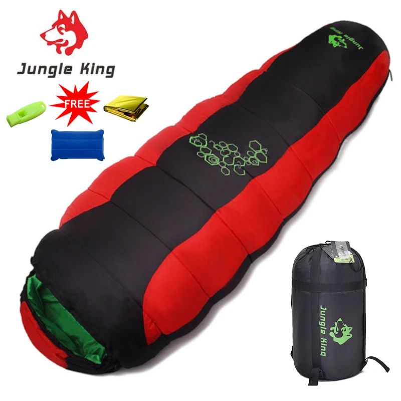 JUNGLE KING CY0901 Camping Sleeping Bag Lightweight Waterproof 4 Season Warm Cotton Sleeping Bags for Outdoor Traveling Hiking