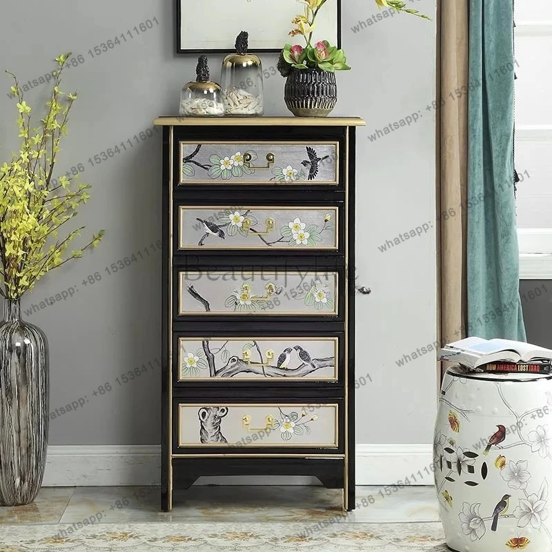 painted bedroom storage chest of drawers household living room wall solid wood drawer chest
