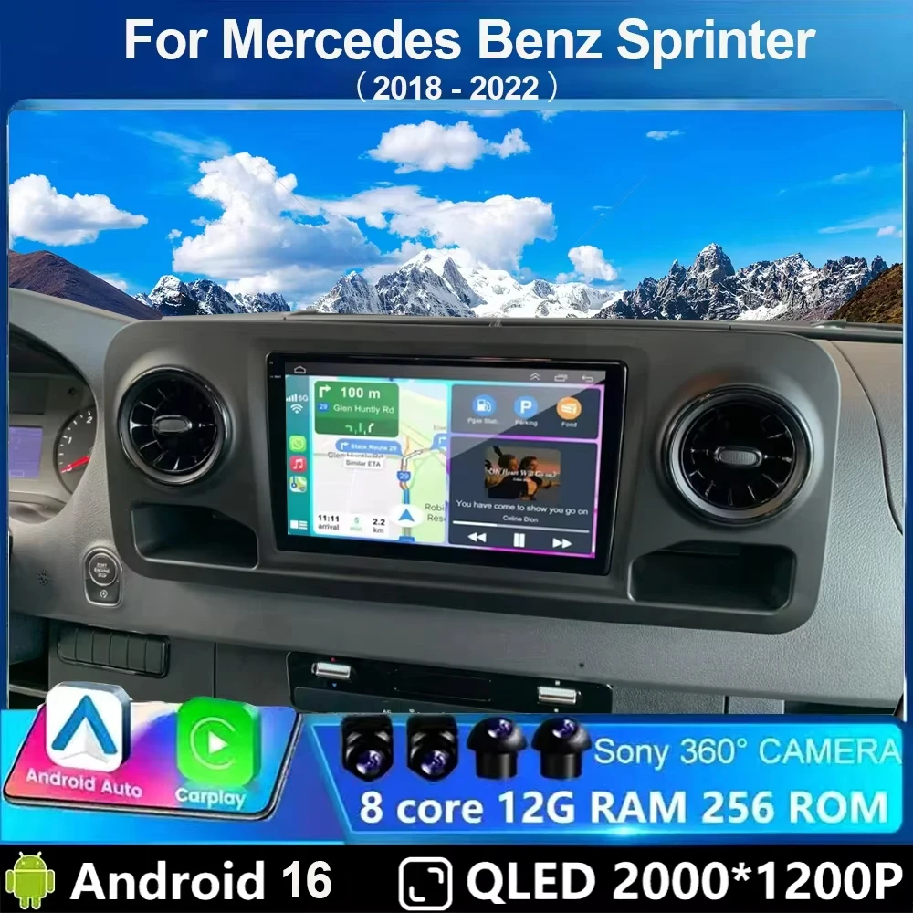 Andoird 16 Car Radio For Mercedes Benz Sprinter 2018-2022 Stereo 2DIN Viedo Player Multimedia 4G WIFI LTE DSP Navigation DVD GPS