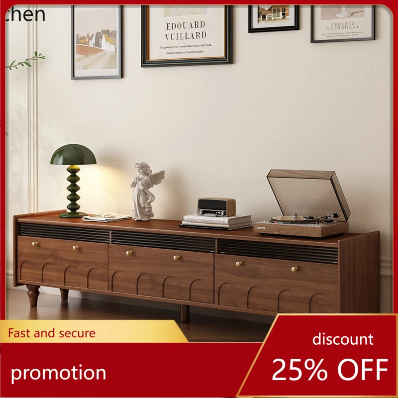 

CZ Solid Wood TV Cabinet Living Room Home New Storage Cabinet Integrated Floor-standing Retro Storage Side Cabinet