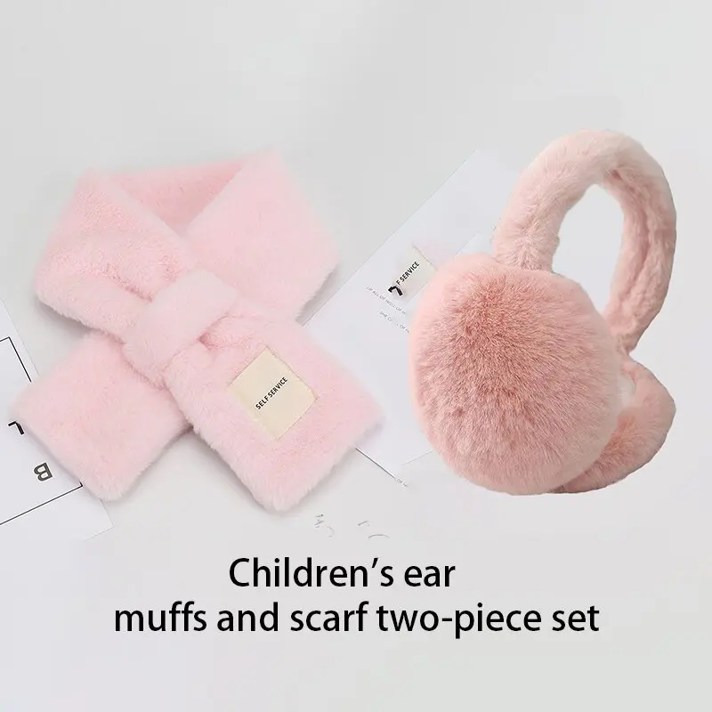 مجموعة أطفال شتوية دافئة وشاح تقليد شعر أرنب منفوش عصري، شراء أوشحة واحصل على يفشل الأذن كهدية #1