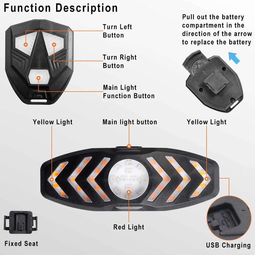 Turn Signals Taillight With Horn Mountain Tail Light USB Rechargeable for Ninebot Max G30 Rear Fender Remote Control Flashing