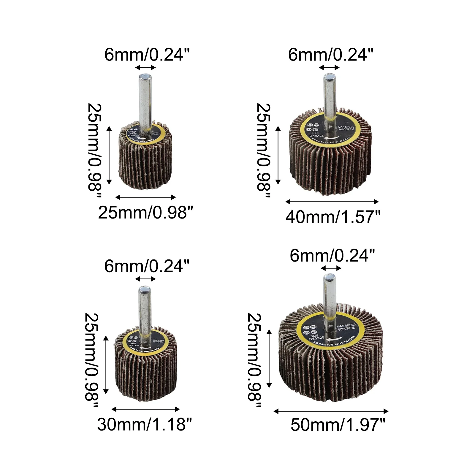 

4 шт., 20, 25, 30, 40 мм, полировальный круг с хвостовиком для вращающихся инструментов, зернистость 80, шлифовка, шлифовка, наждачная бумага, лепестковые диски