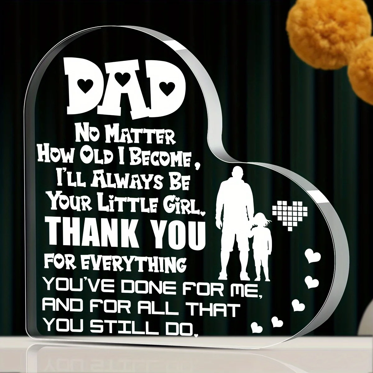 [2D Flat] A 2D Flat, One-Piece Heart-Shaped Acrylic Memento for Fathers - a Versatile Holiday Present
