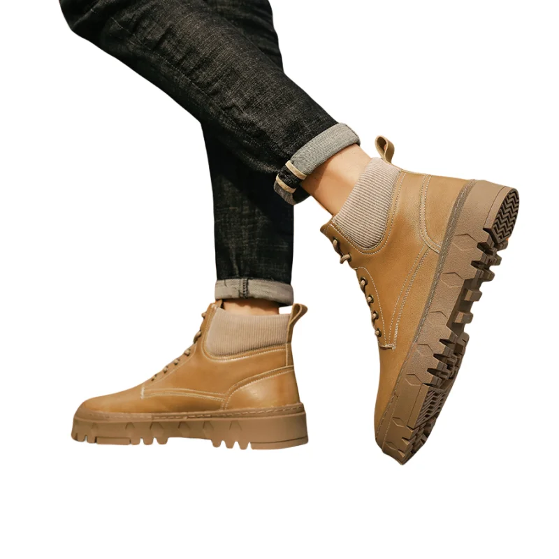 Men Ankel Boots Height Increase Insole 6cm Man Elevator Shoes Outdoor Plus Size 38-48