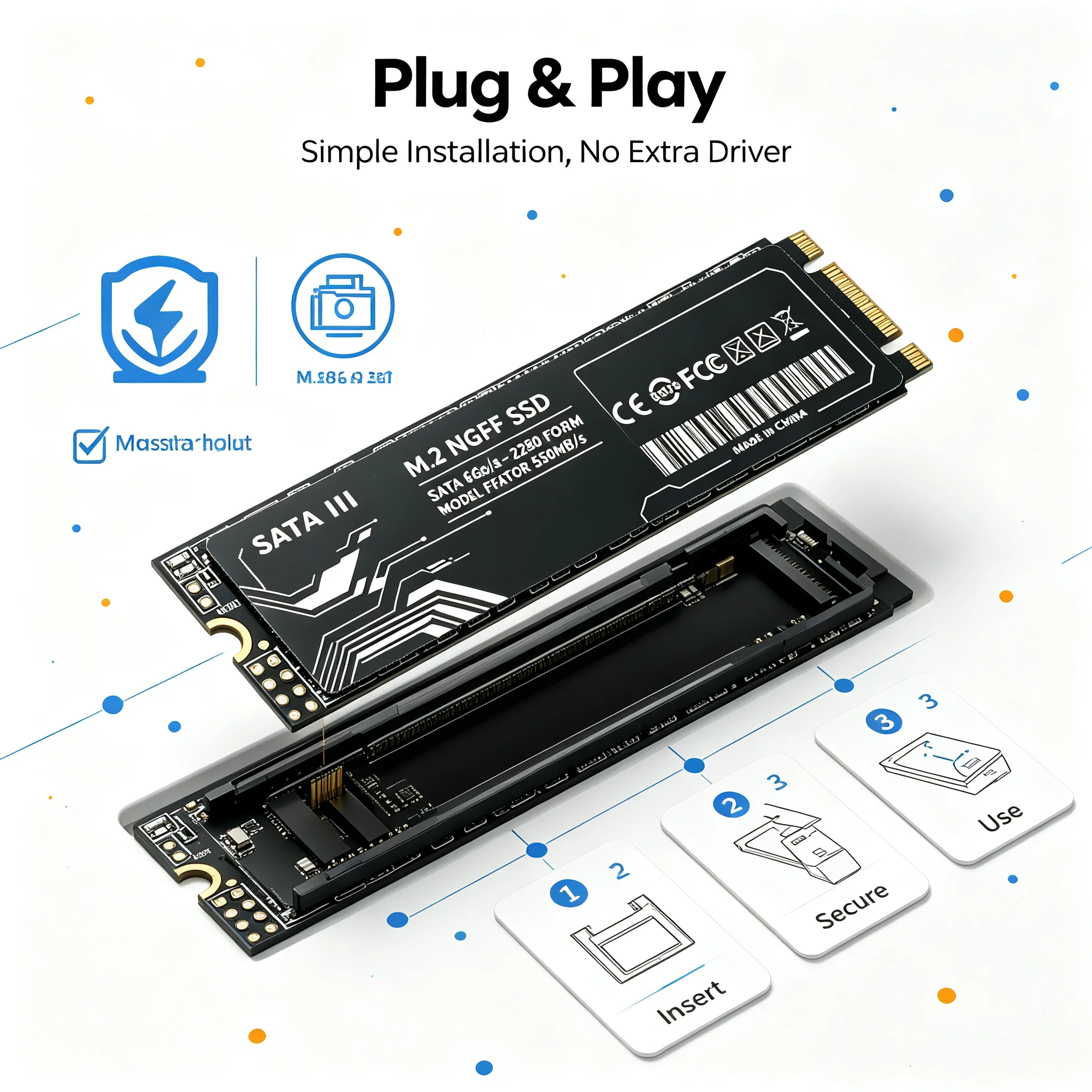 M.2 2280 NGFF SATA III SSD B+M Key 128GB 256GB 512GB 1TB 2TB Solid State Drive Low Heat For Laptop All-in-One PC NOT NVMe view 6