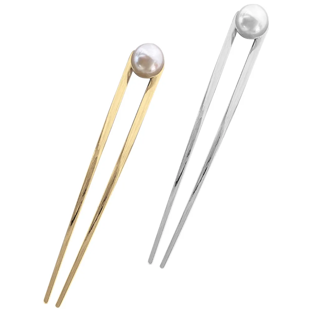 

2pcs Sticks Metal Hairpins for Women Girls Smooth Teen Girls Hair Fork Classic Buns Curly Hair Parties Balls Shows