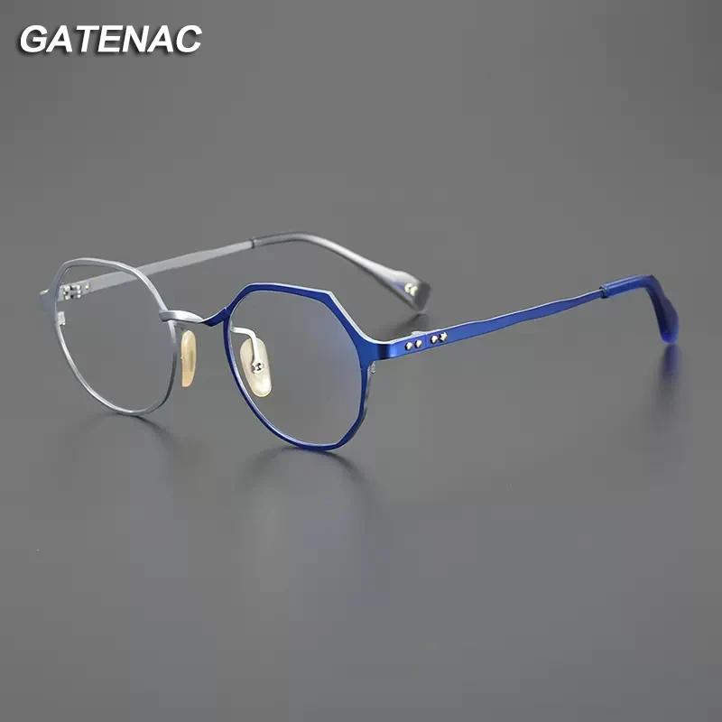 Gatenac Designer Pure Titanium Glasses Frame Men Japan Vintage Prescription Myopia Eyeglasses Frame Women Luxury Brand Eyewear