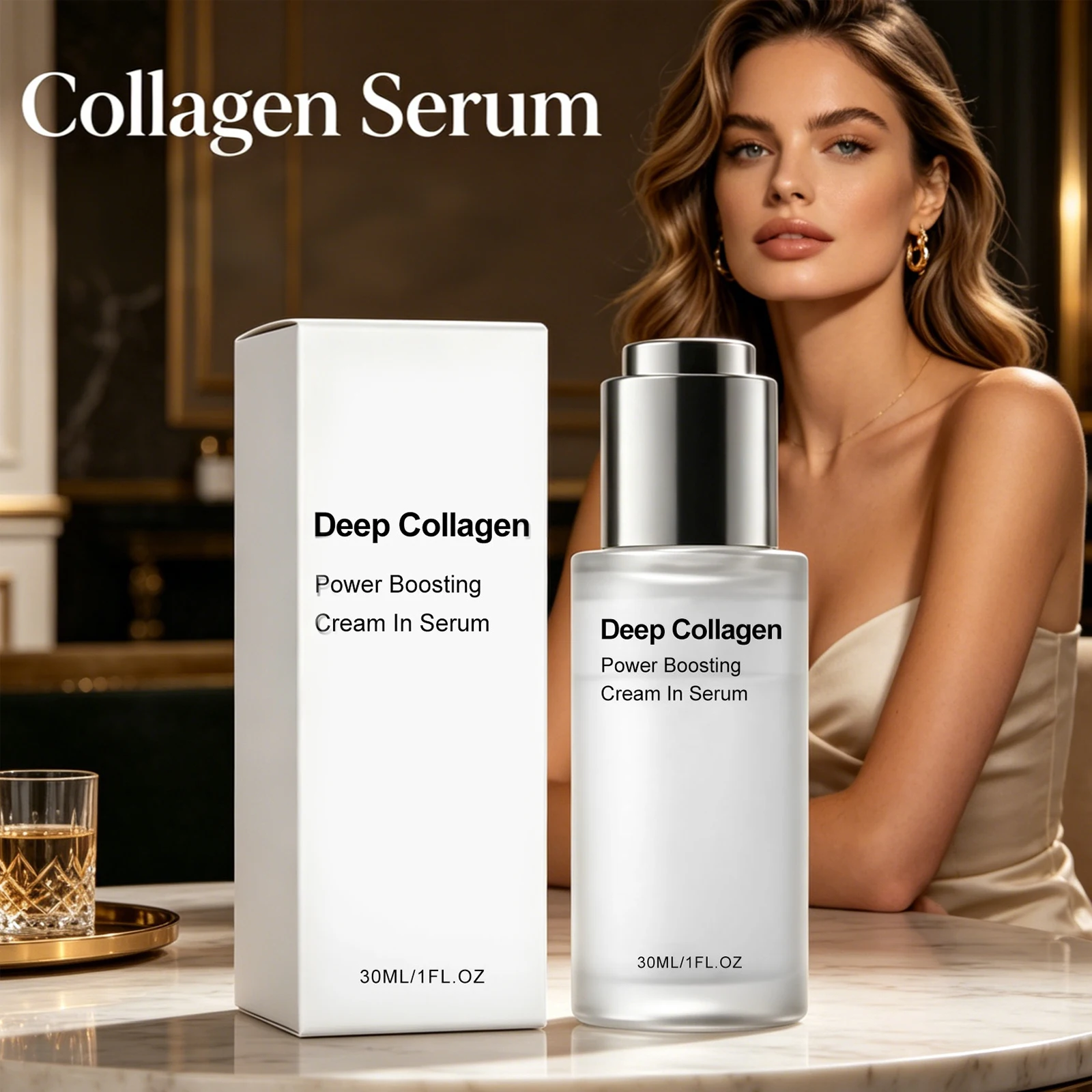 Deep Collagen Serum Diminishes Fine Lines Shrink Pores Lasting Hydrating Improve Skin Dryness Tightness Hyaluronic Acid Essence
