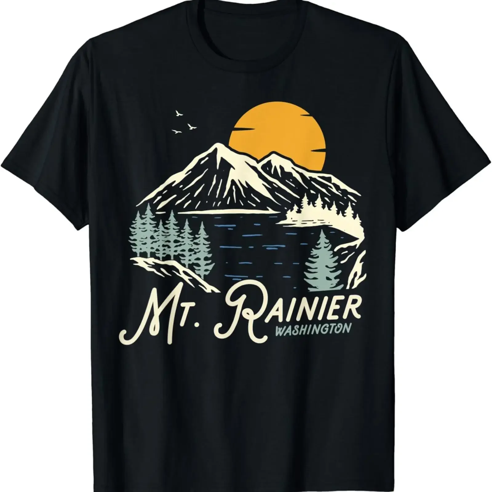 Mt Rainier Washington_ Outdoors_ WA Vacation T Shirt vintage Washed Stylish Versatile Soft streetwear homme Slightly fashion