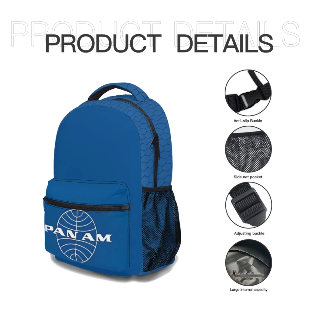 Mochila de gran capacidad para niños, mochila escolar de dibujos animados, Pan Am Pan American Airways