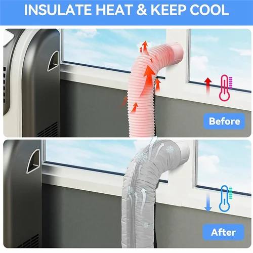 Imagen 2 del producto ABKY-cubierta de manguera de aire acondicionado portátil para tubo de mangueras de escape de CA de 5 ""y 5,9"" de diámetro para reducción de calor