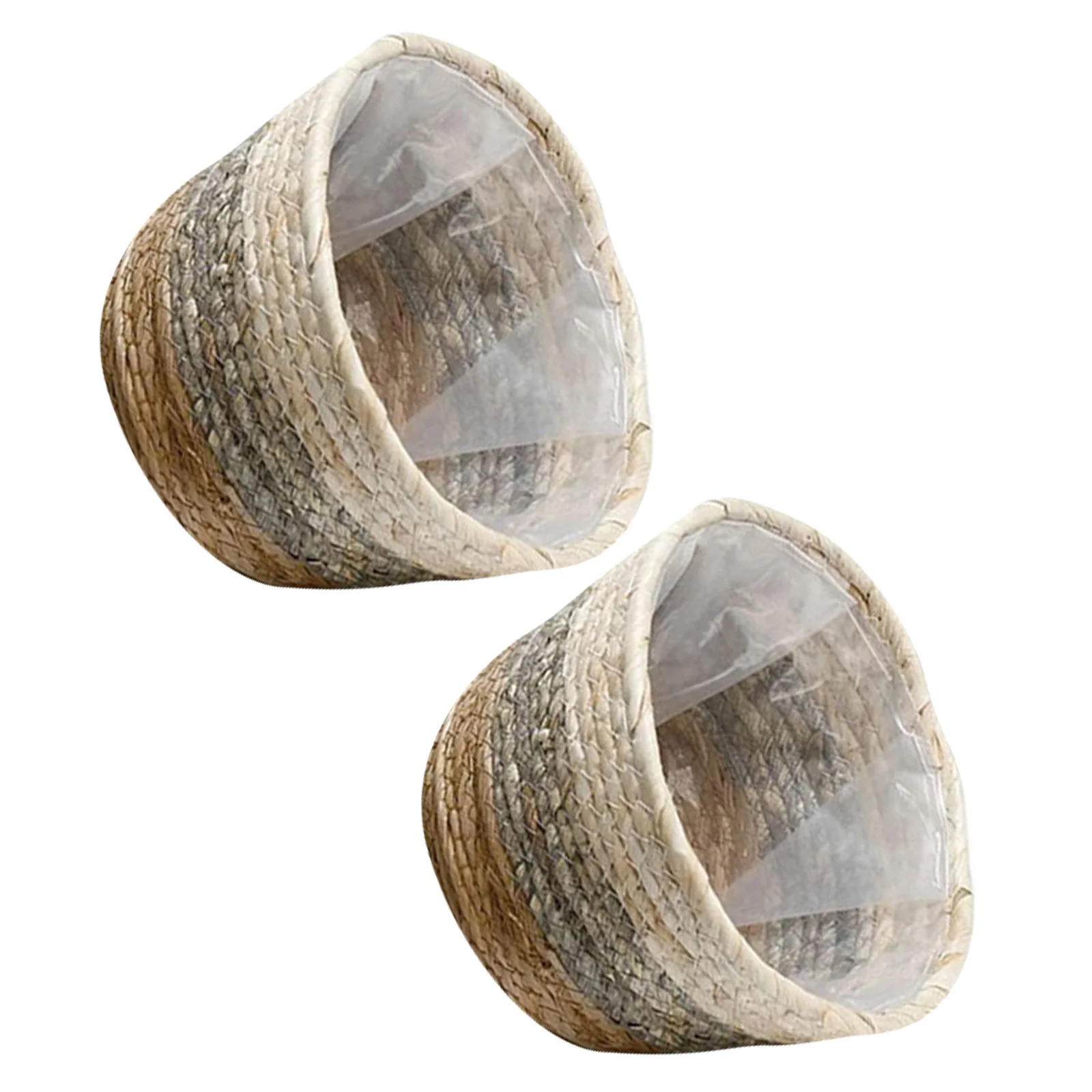 

2pcs Straw Woven Flower Baskets Rectangular Decorative Flower Pot For Indoor Plants Multi-Purpose Desktop Storage Weaving