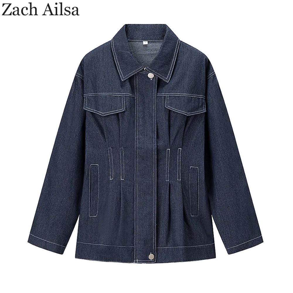 

Новая женская одежда, модный простой и универсальный однобортный джинсовый топ в европейском и американском стиле.