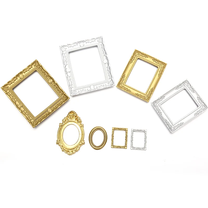 DIY Mini Photo Frames Resin Crafts Vintage Oval Vintage Picture Photo Frame Jewelry Accessories Dollhouse Miniature Accessories