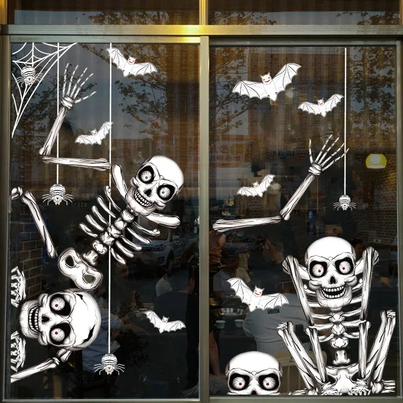 

Skull Halloween static sticker glass door sticker pumpkin lantern kindergarten scene arrangement decorations prop window sticker