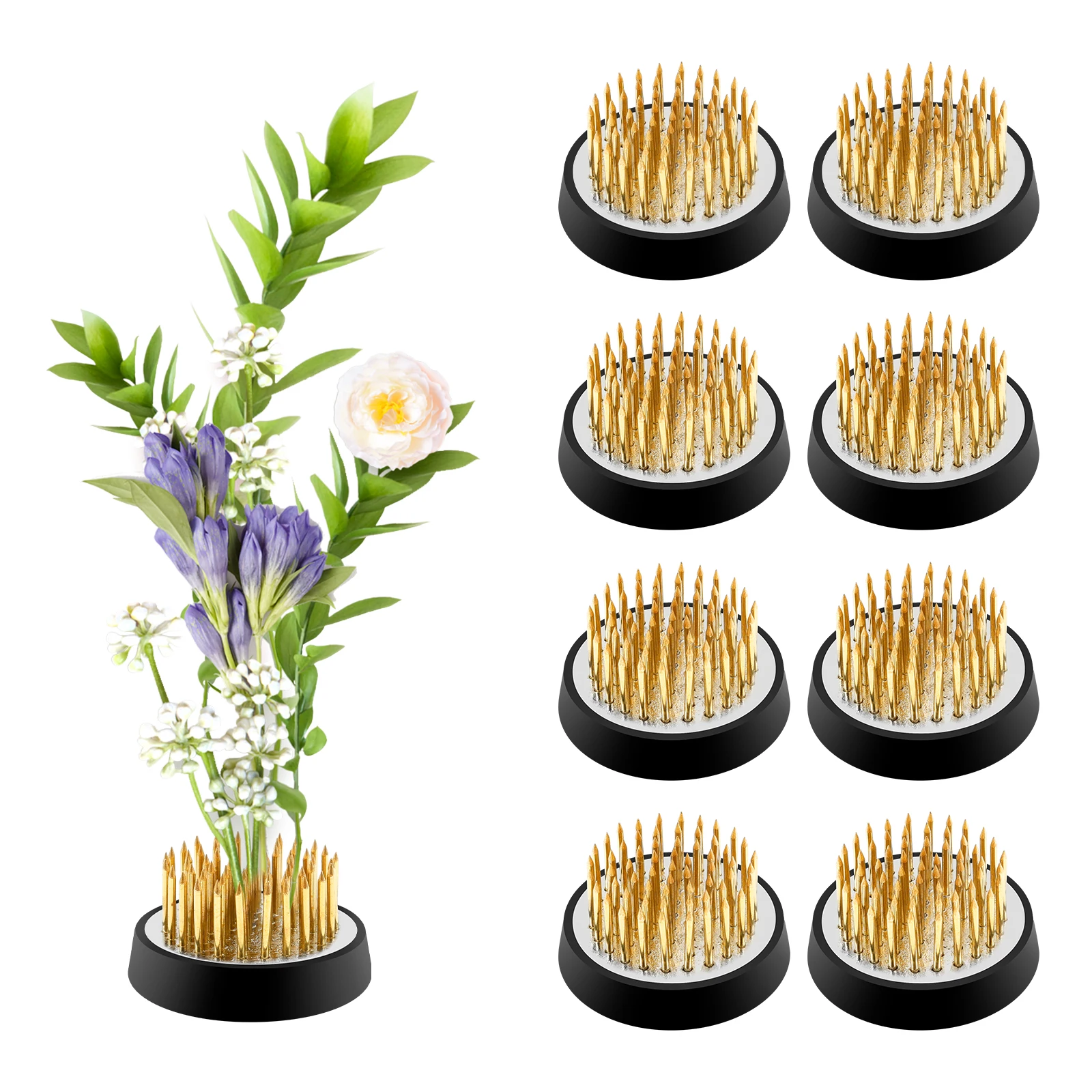 8Pcs Round Flower Frog Holder Ikebana Kenzan Flower Art Fixed Arranging Tool Home Decor Living Room Floral Insert Arrangement