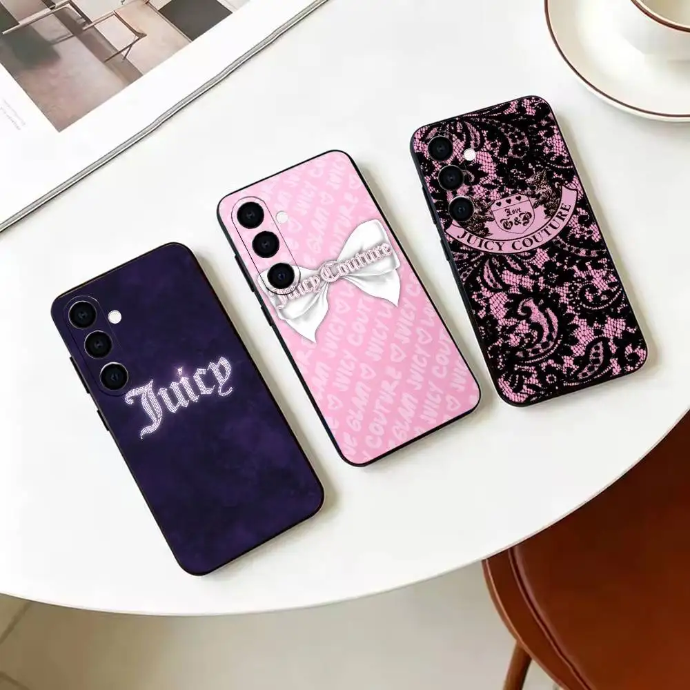 juicy couture aesthetic  Black Soft Silicone Shockproof Case For Samsung A70/A71/A51/A52/A53 & Other Models