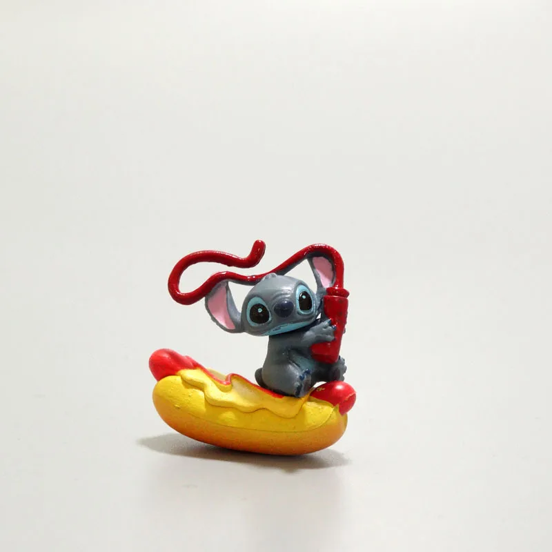 ディズニーミニステッチリロ & スティッチアクションフィギュアモデル装飾品人形マイクロ風景ハンバーガーホットドッグ車の装飾ギフト