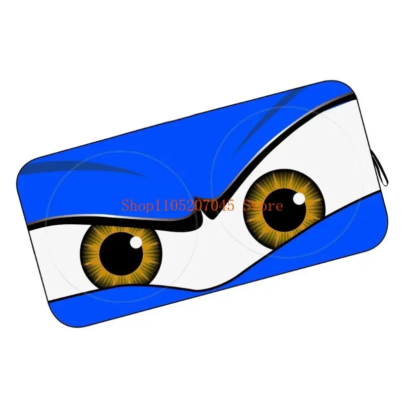 37cd ظل شمسي للزجاج الأمامي للسيارة بعيون زرقاء وحمراء مضحكة (قطعة واحدة) واقي شمسي قابل للطي للحماية من الأشعة فوق البنفسجية