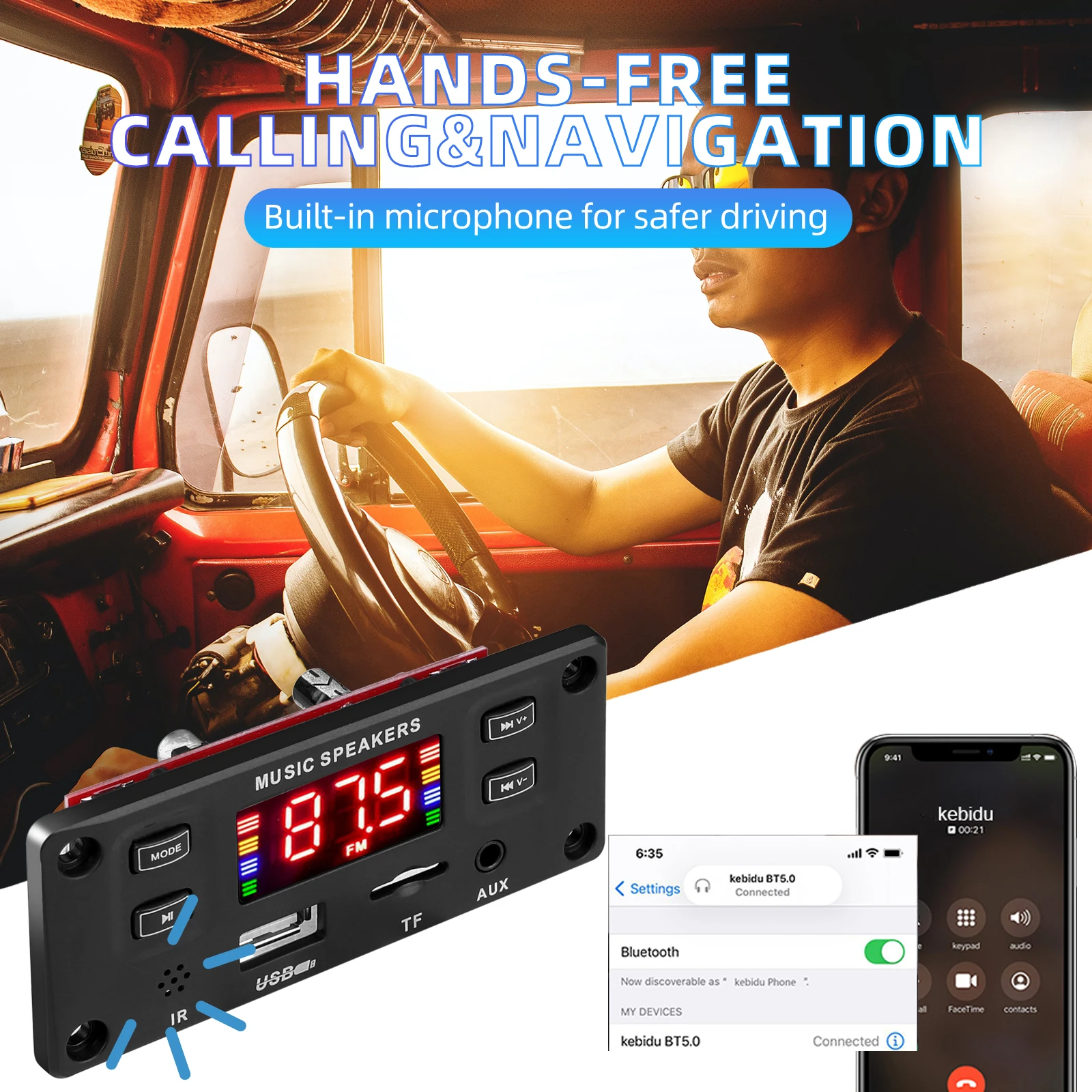 2*30W 60W Amplifier Car Audio USB TF FM Radio AUX Module Bluetooth 5.0 12V MP3 WMA Decoder Board MP3 Player with Remote Control