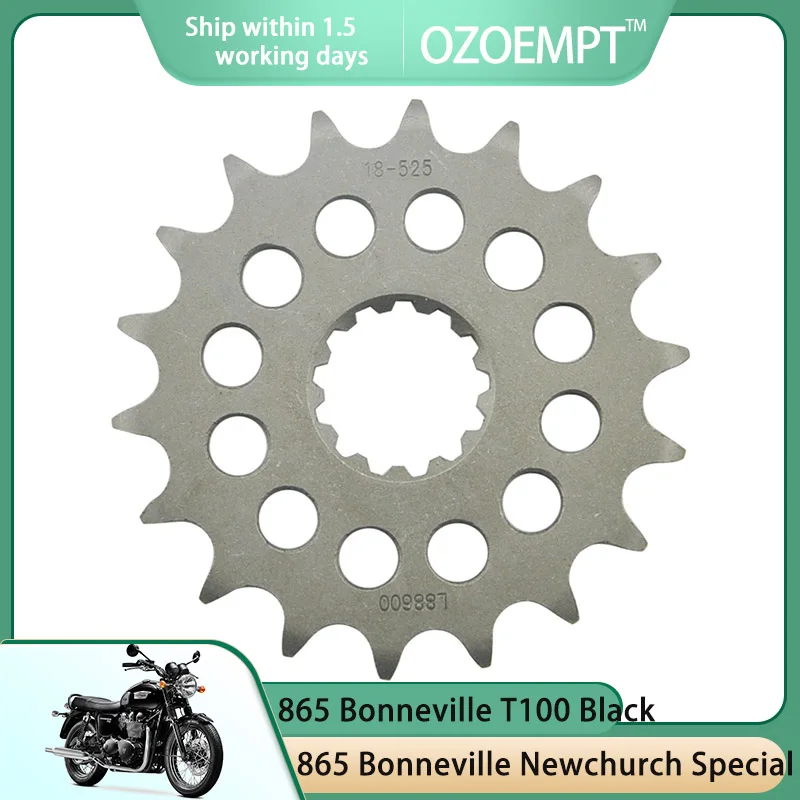 OZOEMPT 525-18T Motorcycle Front Sprocket Apply to 865 Bonneville Steve Mc Queen Edition,Newchurch Special,T100 Black