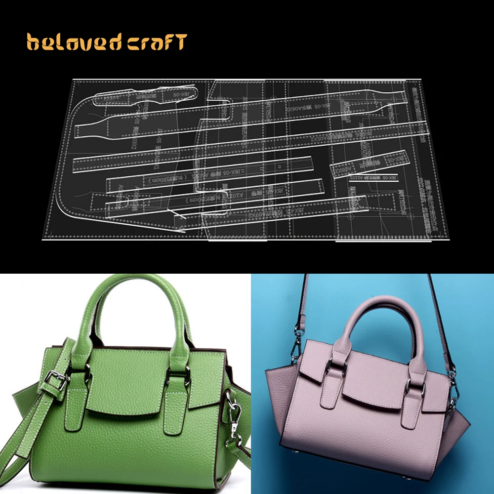 BelovedCraft Leather Bag Pattern Making with  Acrylic Templates for Bat Wing Bag, Women's Handheld Shoulder Crossbody Bag