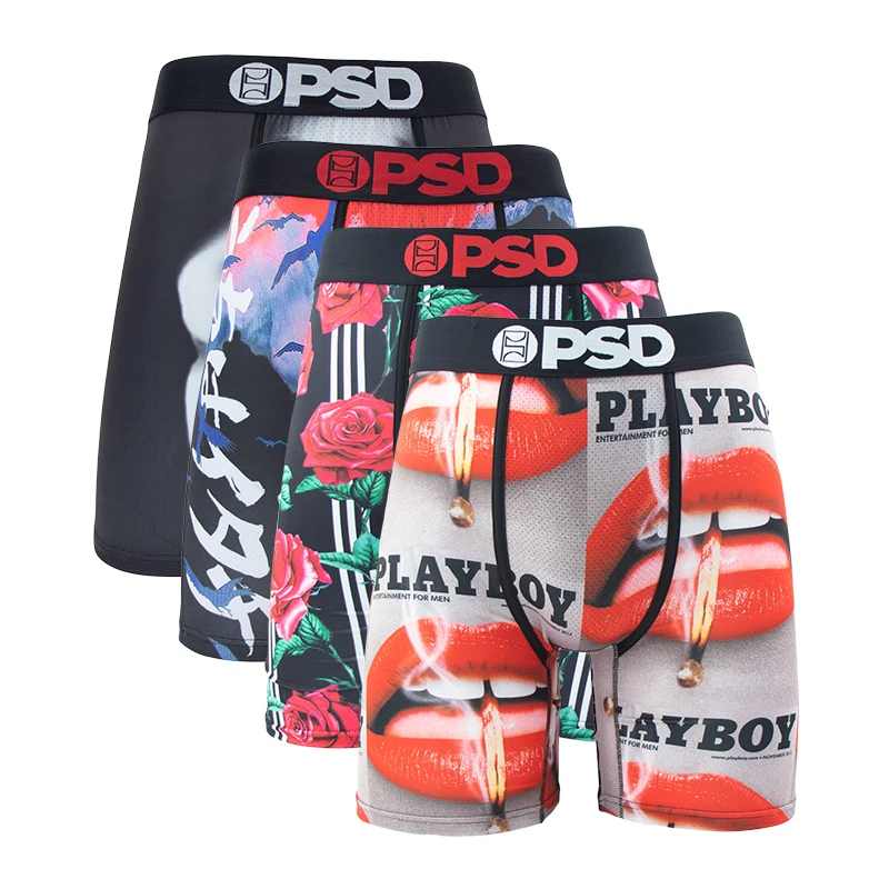 4Pcs Fashion Print Men Underwear Boxers Cueca Male Panties Lingerie Men Underpants Boxershorts Sexy Man Boxers Briefs Trunks