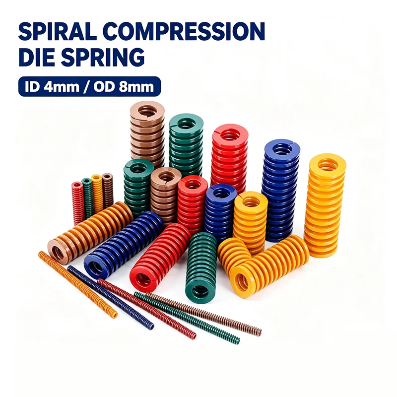 ID 4mm OD 8mm Rectangular Flat Wire Spiral Compression Die Spring 3D Printer Parts Stamping Mould Spring Length 15mm-100mm