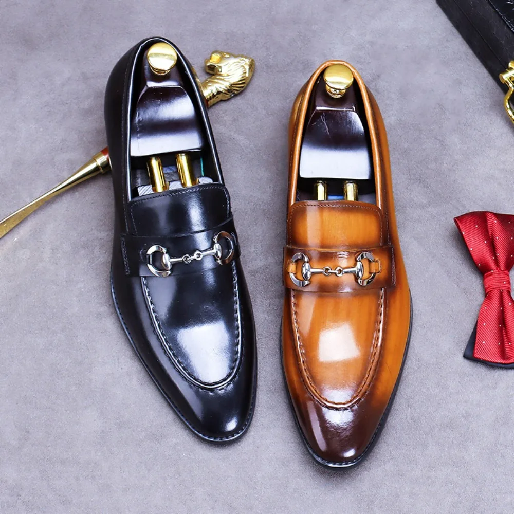 

Mens Leather Shoes Slip On Business Casual Loafers Wedding Shoes Fashion Formal Dress Shoes Ready Stock