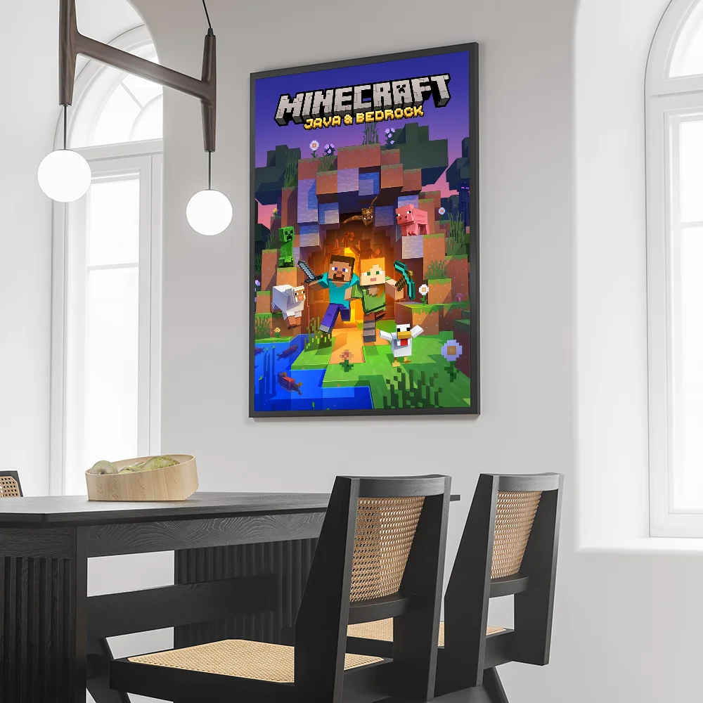 1PC Game M-Minecraft Poster Self-adhesive Art Waterproof Paper Sticker Coffee House Bar Room Wall Decor