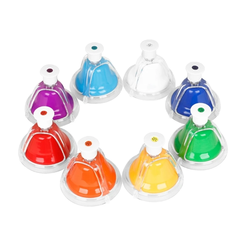 yunyun Colorful Handbells Set 8 Note Musical Bells Hand Percussion Bells Music Toy Desk Bells Gift for Toddlers Children Kids