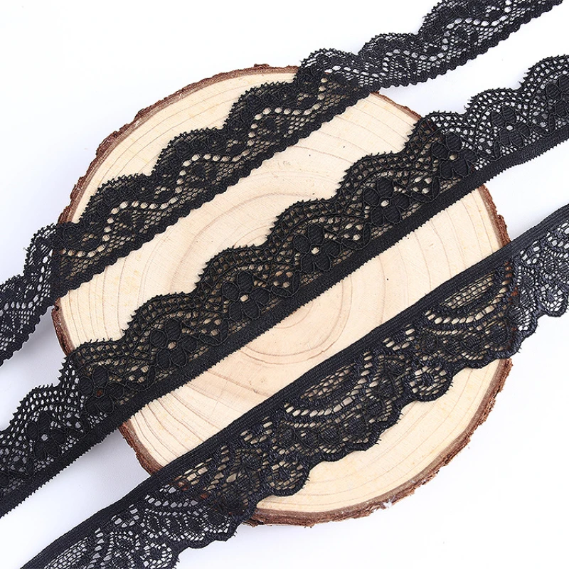 Lace Fabric 5 Yards  Black Lace Embroidery Fabric Lace Applique Craft Cotton Accesorios De Costura Sewing Flower Ribbon African