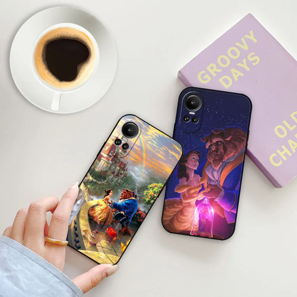 Disney Beauty And The Beast Phone Case For OPPO Reno 11 11F 10 10X 8 8T 8Z 7 7Z 6 6Z 5 4 Pro Plus 5G Black Soft Silicone Cover